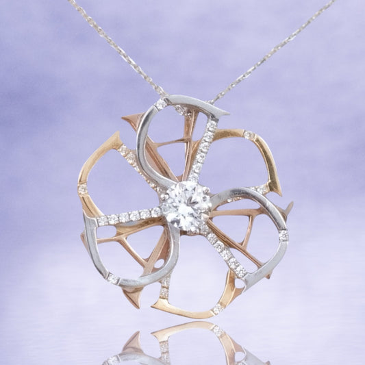 18金 3カラーゴールド ダイヤモンド フラワーネックレス 0.3ct VSクラス | ADAMAS